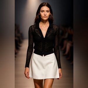 Jade by Felicia Black Sheer Lace Button-Front Cardigan | Women’s Small